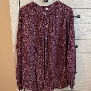 Old Navy Burgundy Floral Blouse